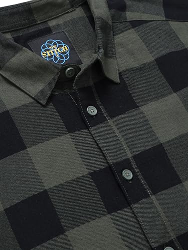 Image of StitchX Men's Slim Fit Brushed Cotton Buffalo Checkered Shirt