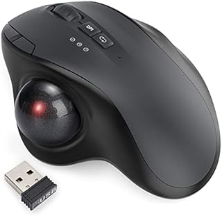 Seenda Wireless Trackball Mouse Ergonomic Design with 2.4G Bluetooth Rechargeable Rollerball Mice, Easy Thumb Control, 3 Adjustable DPI, Precision and Smooth Tracking for Windows/Mac, iPad, Android