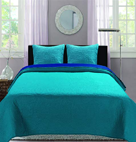 Maison & Marques Boutis Ultrasonic Bicolore 2 Place 220 x 240 cm (Bleu Turquoise) Cover