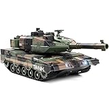 Supdex 1:24 RC Tank-2.4G Remote Control Army Tank That Shoot BBS with 360° Rotating Turret, Auto Demo, Sound, Light and Smoke, All-Terrain Climbing RC Military Vehicle Toy Gift for Boys Ages 6-12