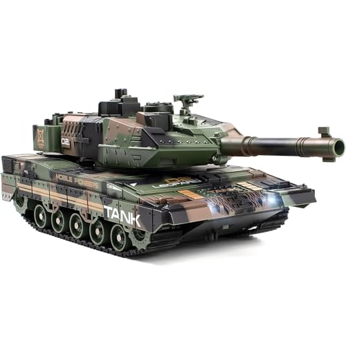 Supdex 1:24 RC Tank-2.4G Remote Control Army Tank That Shoot BBS with 360° Rotating Turret, Auto Demo, Sound, Light and Smoke, All-Terrain Climbing RC Military Vehicle Toy Gift for Boys Ages 6-12