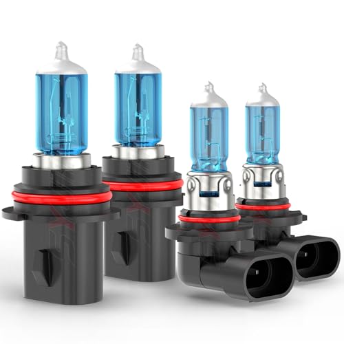 Image of Headlight Bulbs Compatible for Ford Explorer Sport Trac 2001 2002 2003 2004 2005, HB5 9007 High Low Beam 9145 Fog Light Halogen Lights, 6000K White, 300% Brightness, Plug N Play, Pack of 4