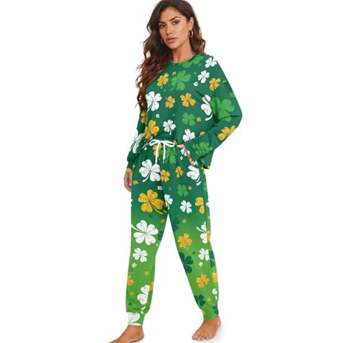 Image of Women's Pajamas Set Soft 2 Piece Loungewear Long Sleeve Pj Set Matching Sleepwear with Pockets for Women Plus Size