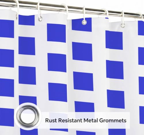 Rideau de douche 80x200 bleu à motif cube en polyester imperméable - 5
