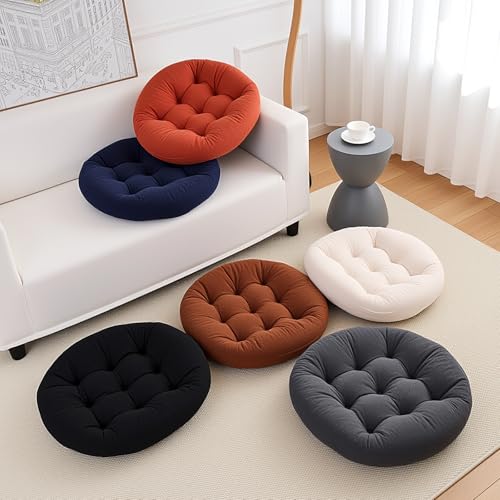 Tikuns 4Pcs Floor Pillows for Adults, 22x22x6 Inch Meditation Cushions, Large Round Sitting Cushion Living Room Memory Foam Pillow for Sitting (4, Grey, 22x22x6 Inch) by Tikuns - Image 9