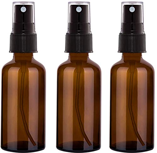 2oz / 60ml Glass Spray Bottles for DIY Refill, Essential Oils, Pillow Mists,Fine Mist Spray -3Packs Amber Color