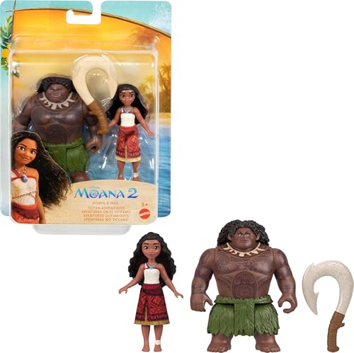 Mattel Disney Moana 2 Toys, Moana & Maui Ocean Adventures 2-Pack with 2 Small Dolls & Hook Accessory, Inspired by the Movie by Disney Princess - Used condition - US$9.93