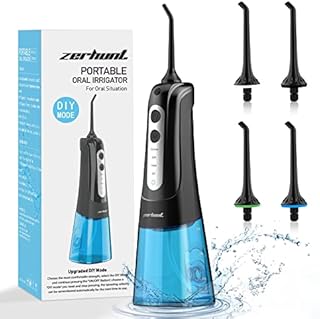 Water Flosser Cordless Teeth Cleaner, Dental Oral Irrigator with DIY Mode, Rechargeable Water Flosser for Braces, Bridges, Implants Care, IPX7 Waterproof with 4 Interchangeable Jet Tips