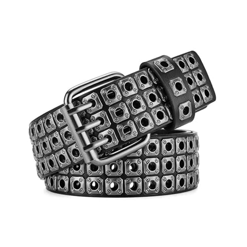 EXQIOUR Ceinture gainante réglable en polyuréthane pour femme et homme - Chaîne de taille en alliage de couleur métallique - Chaîne en polyuréthane pour taille réglable, Noir avec S antique, taille