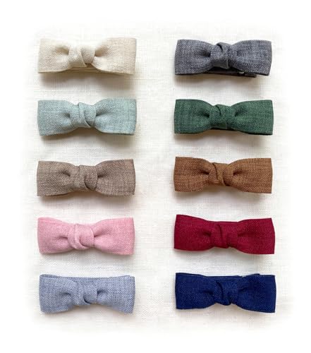 Image of Baby Girls Tiny Hair Bow Clips, 10pcs Boutique Fully Lined Hair Pins Mini Baby Barrettes Accessories for Infants Toddlers Fine Hair by Cherssy