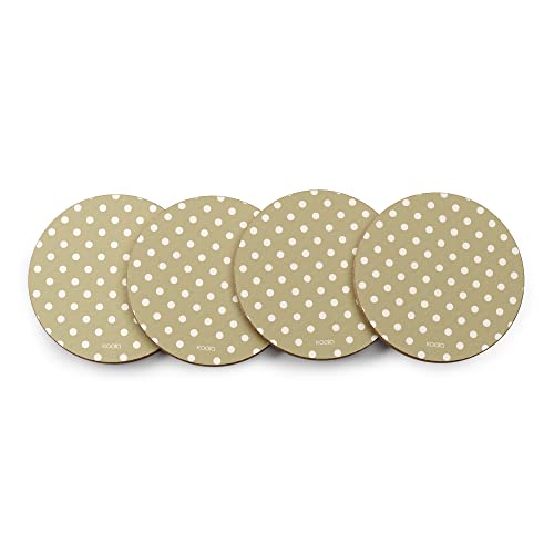Koala Spain Posavasos Corcho 9.5 cm, Estampado Puntos Beige (4 Unidades)