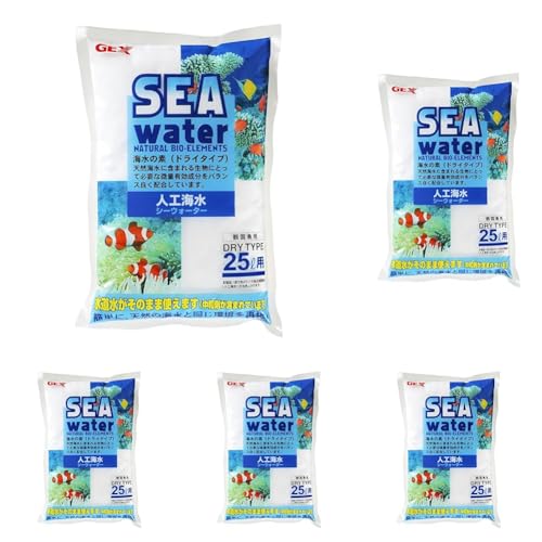 ジェックス GEX 人工海水シーウォーター 水道水をそのまま使える中和剤入り ドライタイプ25L用 (× 5)