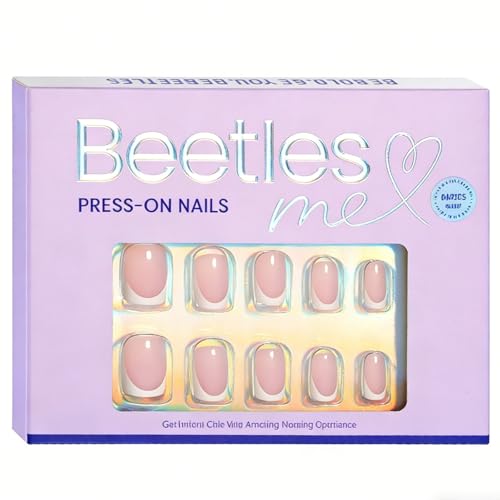 Beetles Short Squoval French Tip Press-On Nails, 64 pcs