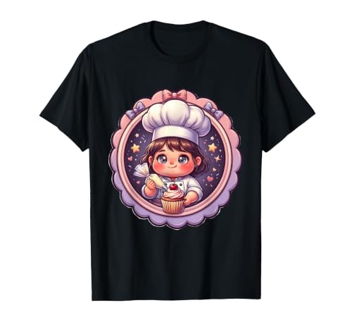Kindergarten Girl Chef Decorating Cupcakes T-Shirt, Men, Black, X-Large