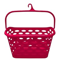 Durable Plastic Peg Tidy Basket Laundry/Clothes Pegs with Handle Light Weight Convenient Size for All Garment Hanging with Hook Washing Line Airer Basket (Fuchsia Peg Basket)