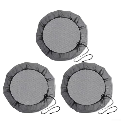 Copertura in rete, 3 pezzi, 30 cm, in poliestere, con coulisse, per barili di pioggia e uso esterno, previene detriti e foglie, giardino, cortile, patio