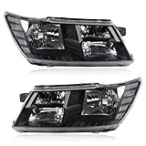 LOVELYNOV Headlights Compatible with 2009-2020 Dodge Journey Black and White Head Lights Lamp