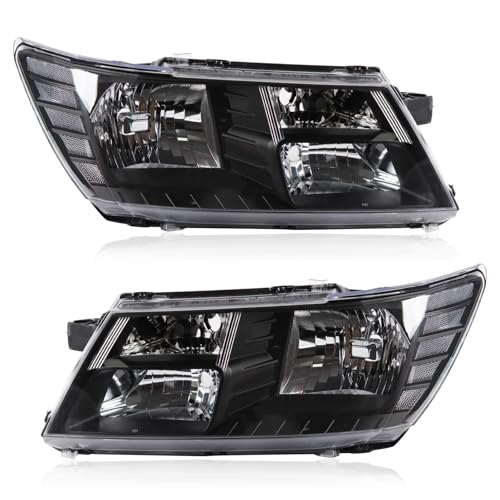 LOVELYNOV Headlights Compatible with 2009-2020 Dodge Journey Black and White Head Lights Lamp