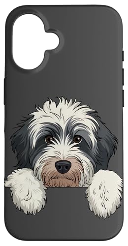 Cute Bernedoodle Peeking Doodle Puppy Dog Lover Men Women Case for iPhone 16
