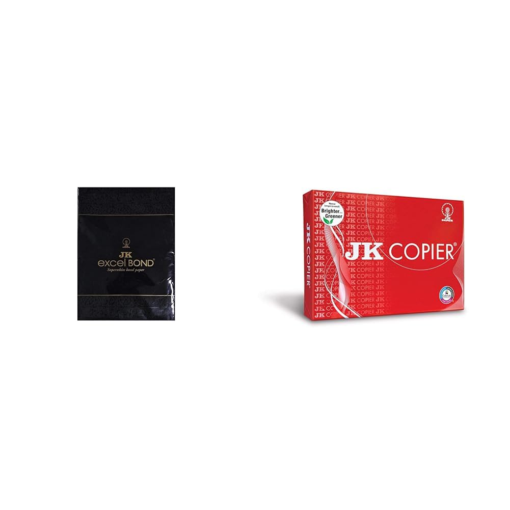 JK Excel Bond - A4, 100 Gsm, 1 Ream, 500 Sheets Each & JK Copier Paper 75GSM A4, 1 Ream (500Sheets)