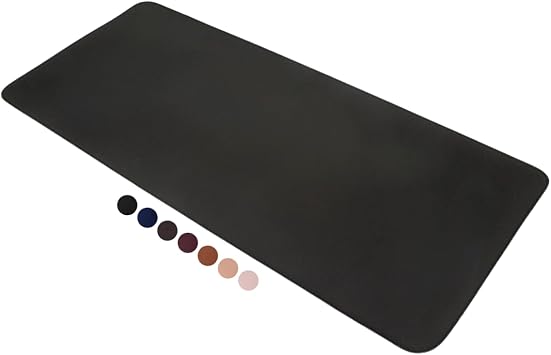 MousePad DeskPad Couro Ecológico 70x30cm + Porta-Copos Preto