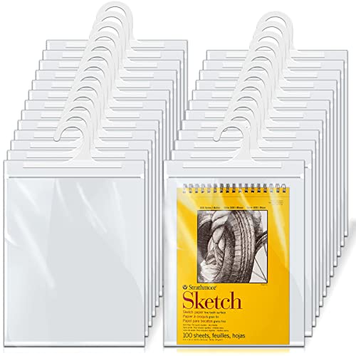 24 Stück hängende Aufbewahrungstaschen, großer Haken, 22,9 x 33 cm, transparente Kunststoffbeutel für Klassenzimmer, Bibliothek und Apotheke Cover