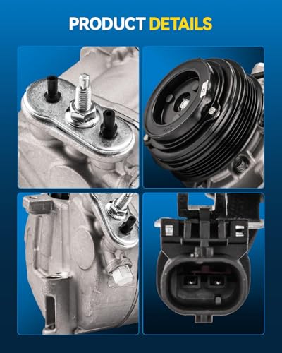 Image of PHILTOP 168361 NEW Air Conditioner AC Compressor with Clutch Compatible with 2016 2017 2018 2019 2020 2021 2022 Chevy Malibu 1.5L, Air Conditioning Compressor