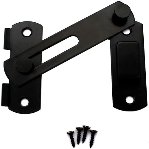 ZZZOLX Perno de Puerta, Cerradura de Puerta corredera, Perno de Puerta, Cerradura Deslizante de Puerta Negra con Perno de pestillo Grande, Cerradura de Puerta abatible de Acero Inoxidable