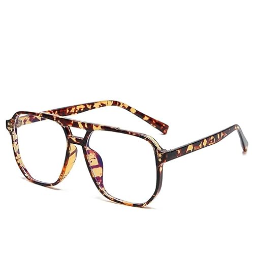 Oversized Aviator Square Reading Glasses, Large TR90 Frame Blue Light Blocking Computer Goggle Readers, Anti Glare (Color : Tortoiseshell-1, Size : +200)