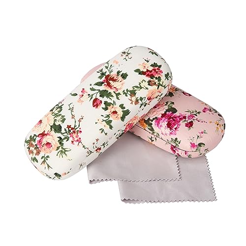 GOTRUST Fundas de Gafas Floral, 2PCS Estuche de Gafas Florales de Telas, Estuche de Anteojos Portátil de Carcasa Dura, Funda Rígidas para Gafas de sol Portátil para Mujeres, Niños