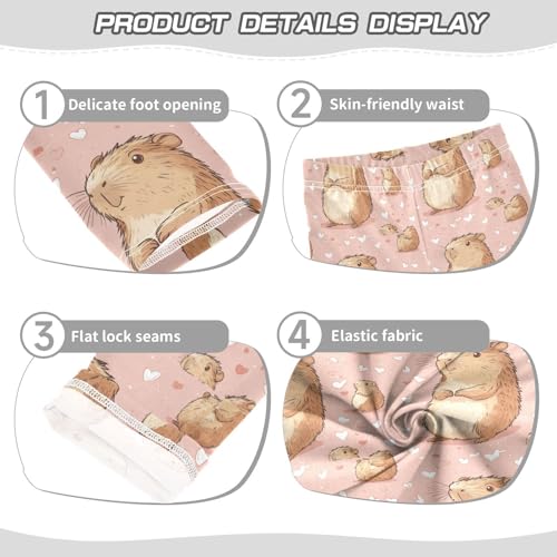 Boccsty Cute Capybara White Hearts Girls Leggings Kids Yoga Pants Dance Active Tights 4T3