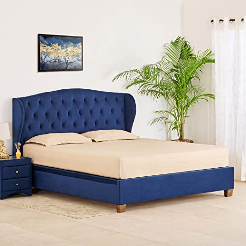 Home Centre Stellar Max Fabric Queen Bed with Hydraulic Storage - Blue
