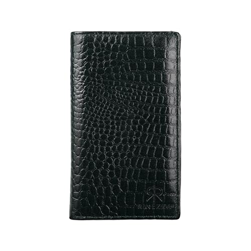 Image of Croco Pattern Genuine Leather Long Wallet | for Men & Women RFID Protected | 12 Card Slots | Travel Accessories (Green)