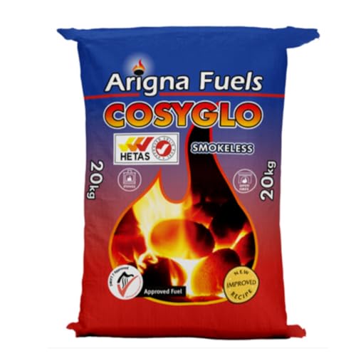 20kg CosyGlo Smokeless Coal - High Heat Output & Low Ash Fuel - For Open Fires Multi-Purpose Stoves Fire Burner Boilers