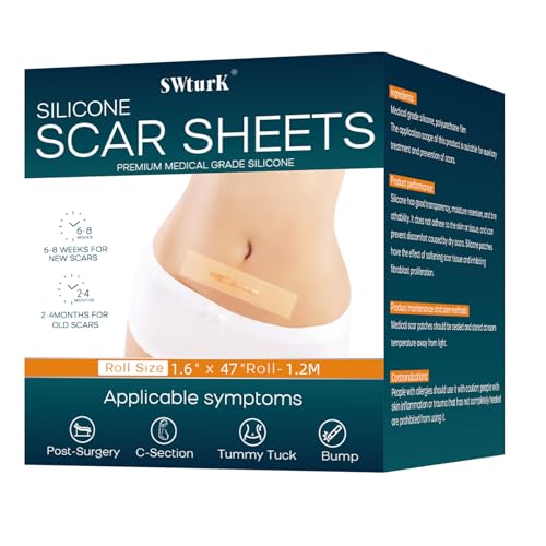 Silicone Scar Sheets,Silicone Scar Tape for Removal Treatment,Medical Grade Scar Tape for Surgical Scars,C-Section,Tummy Tuck,Scar Removal Away(1.6