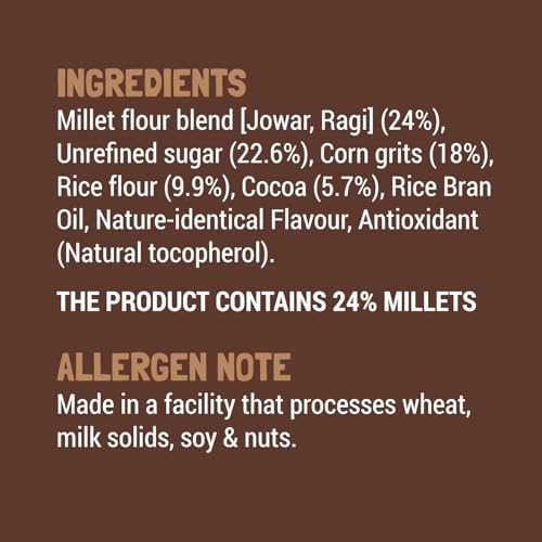 Slurrp Farm Choco Crunch Chocolate Cereal 400g | No Maida, No Refined Sugar | Made with Ragi & Jowar | No Added Colour | Healthy Breakfast Cereal for Kids