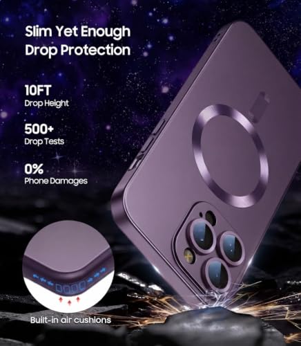 Image of DIZORO Magnetic Case for iPhone 13 Pro Cover [Compatible with MagSafe][Built-in Camera Lens Protector] Slim Soft Silicone Bumper Shockproof Metallic Luster Back Cover Phone Cases (Wine)