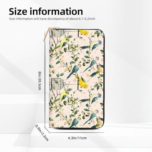 Leather Thin Slim Wallets for Women Men - Fashion Cute Bird Print Card Wallet Holder with Zipper2