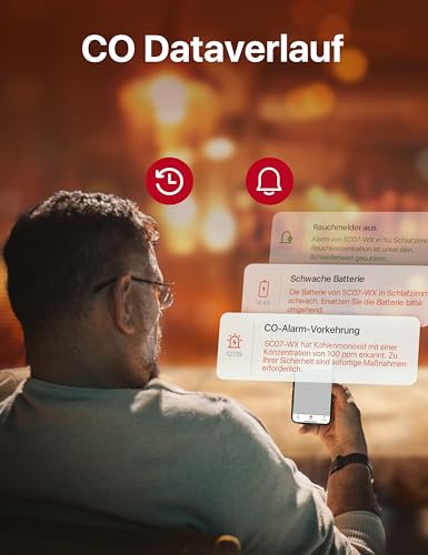 X-Sense WLAN-Rauch- und Kohlenmonoxidmelder mit austauschbarer Batterie, intelligenter...
