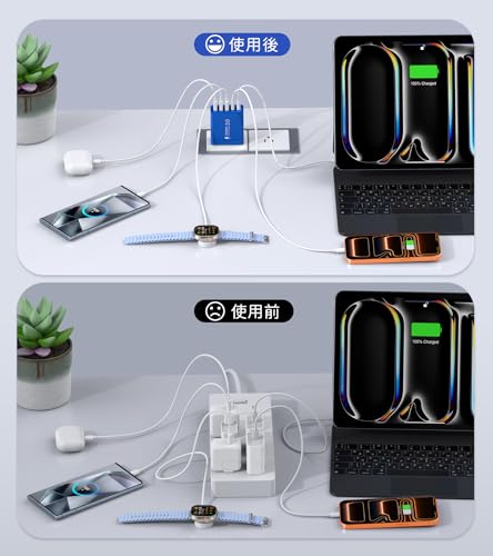 Image of USB C Wall Charger, 50W USB C Charger Block 2-Pack 5-Port PD Fast Charging Blocks,Multiport 2USB C+3USB A Plug,Type C Power Adapter Brick Cube for iPhone 17 /16 /15 /14 /13,Samsung,for Switch(Dark Blue)