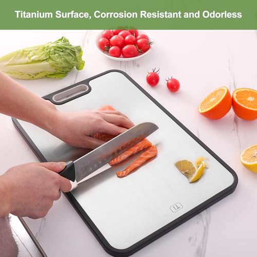 Titanium Cutting Board for Kitchen, Double Side Large Cutting Board for Meats, Fruits And Vegetables, Chopping Board with with Juice Groove, 15.2x10.4inch - Image 5