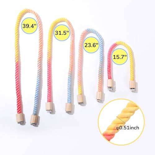 Image of Multi-Color Rope Bird Perch Toys for Parrot Cage Stand, Climbing Swing Accessories for Cockatiel, Parakeets, Budgies, Lovebirds, Conures, Finches - 31.5 inch