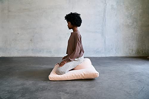 Organic Meditation Cushion Set By Renoo - Durable Comfortable Cotton, Linen, Hemp - Modern Zafu Zabuton - Buckwheat Kapok Filled Floor Pillow Yoga Bolster In 15 Colors Washable Cover - Dune #TOP4