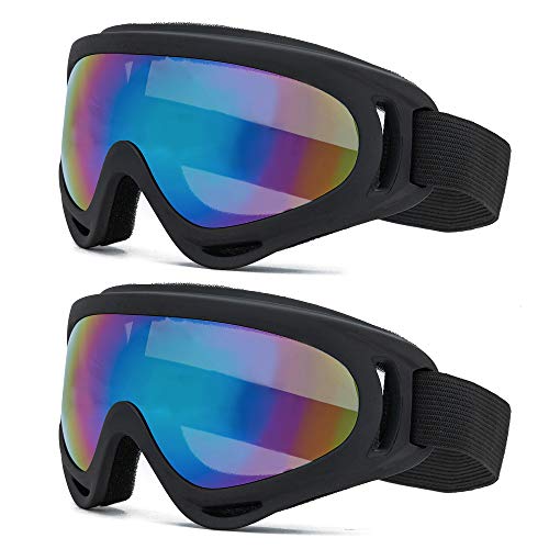 FUT Ski Goggles Motorcycle Snowboard Goggle for Men Women & Youth 2 Pack