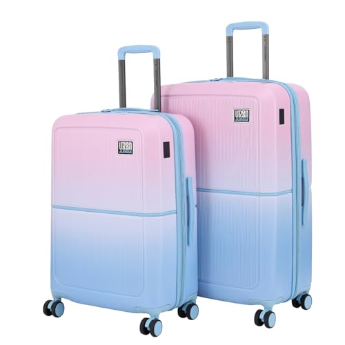 Image of Urban Jungle by Safari Polycarbonate, Premium Set of 2 Trolley Bags, Cabin & Medium Suitcase with USB Charging and 8 Silent 360 Degree Wheels, Hardside Travelling Luggage for Both Unisex (Multicolor)