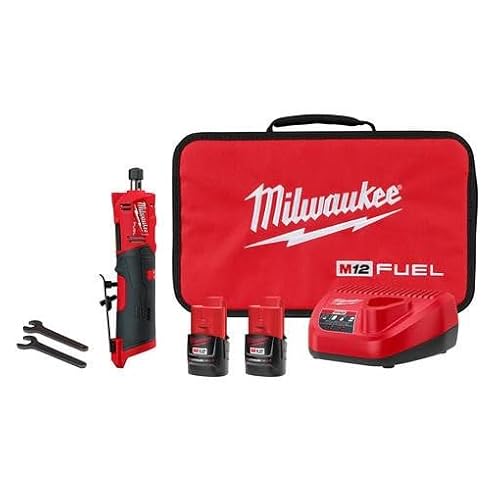 Milwaukee 2486-22 M12 Fuel 1/4�C���` �X�g���[�g�_�C�O���C���_�[ �o�b�e���[2�L�b�g