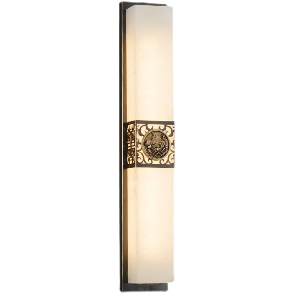 HUAYUSEDF Alabaster Wall Sconce 23.62In Natural Lighting 15W Modern Luxury Spanish Stone Light Indoor 3000K Rectangle Marble Vanity Fixture for Bedroom Bathroom Stair