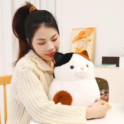 Image of PEACH CAT Fat Calico Cat Plush Cute Kitten Stuffed Animal Soft Plushies Toy Pillow Gifts for Kids White 11.8 inch