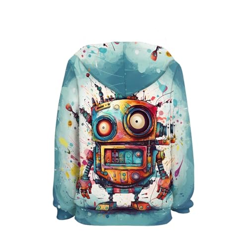 JooMeryer Boys Novelty 3D Robot Printed Long Sleeve Crewneck Casual Hoodies 6-16Y2