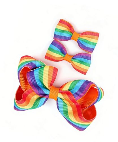 Baby Rainbow Snap Clips Bow Toddler Rainbows Clips Bowknot Infant Baby Rainbow Tiny Bow JHP05 (3 Pcs-B3)